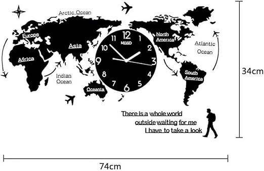 Full World Map Wall Clock